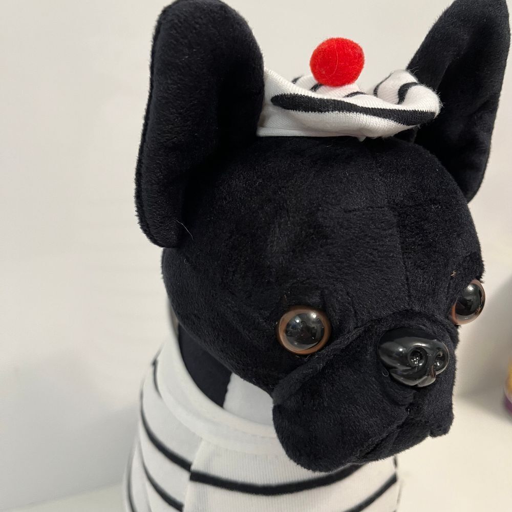 French Bulldog Boston Terrier Dog 13" Stuffed Animal French Navy Plush Toy - Picture 3 of 11